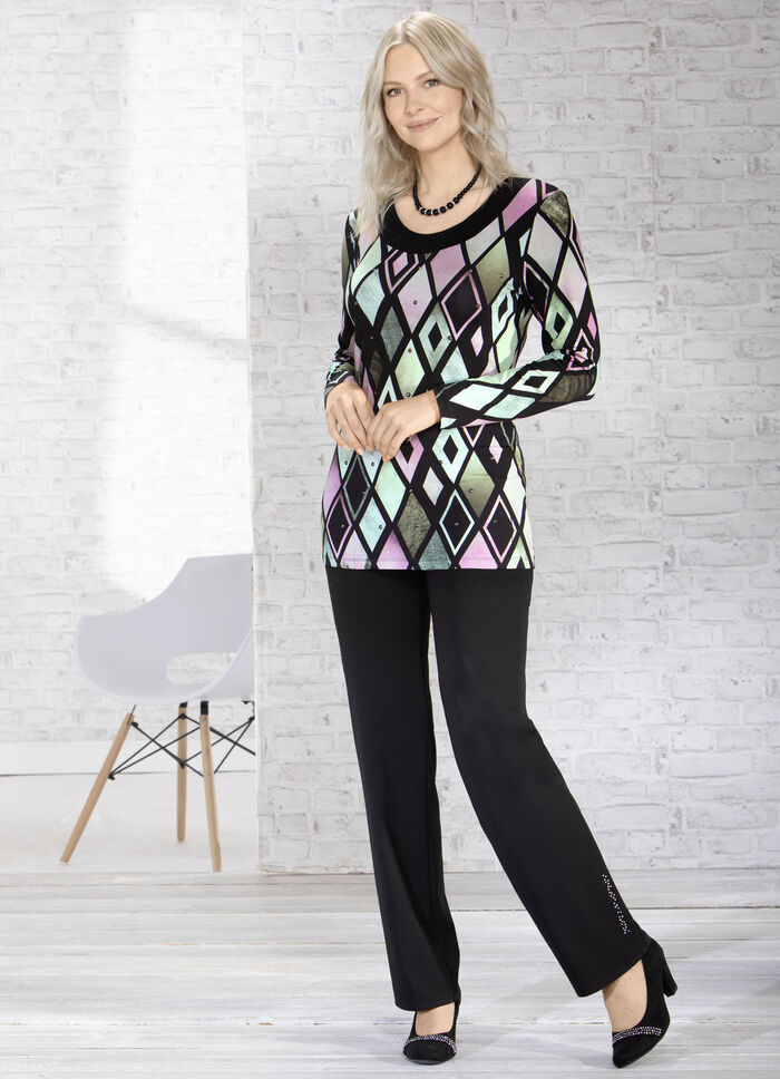 Hose mit hübschen Strass- und Perlenzier-Motiven SCHWARZ