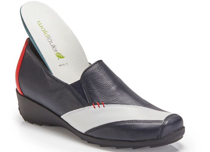 Waldl&auml;ufer Slipper aus hochwertigem Leder BLAU-WEISS-ROT