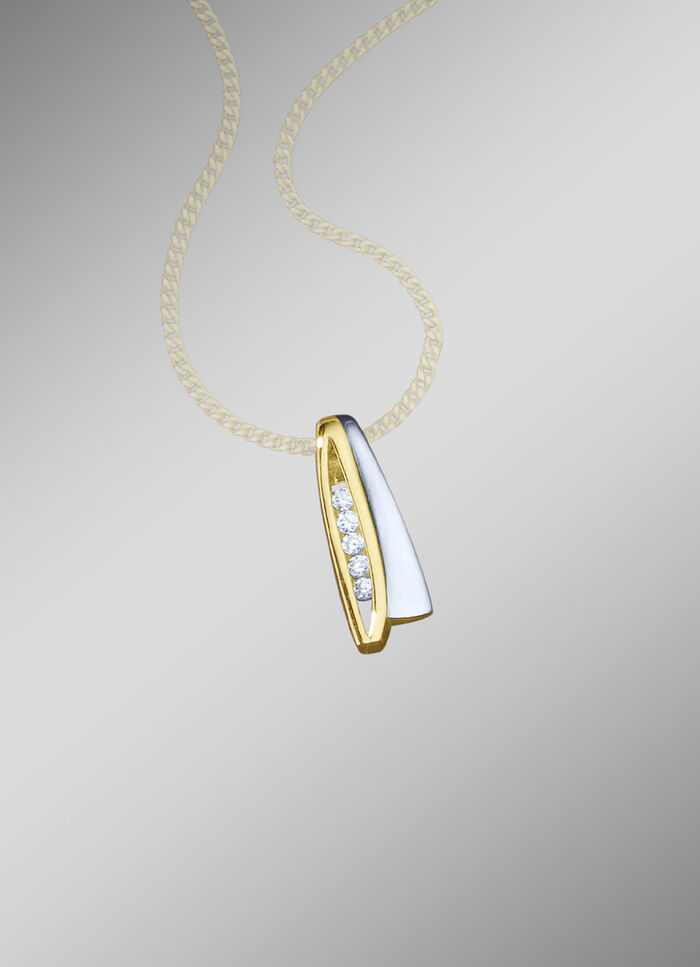 Anhänger in Bicolor mit synth. Zirkonia 