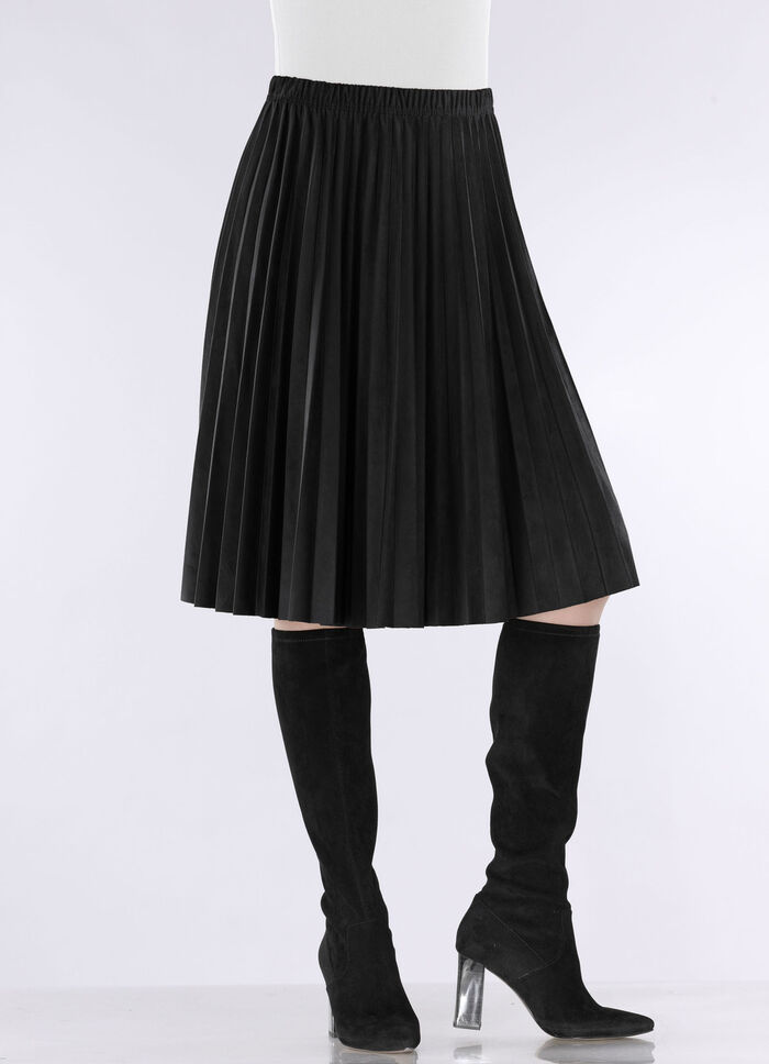 Plissee-Rock in topaktueller Wildleder-Oprik SCHWARZ