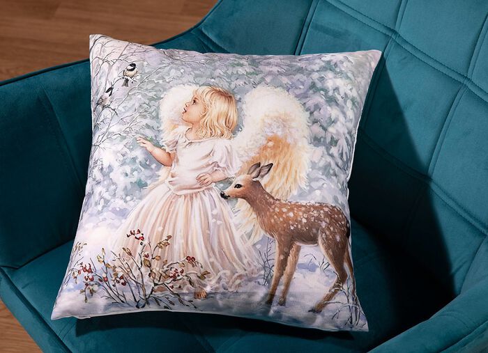 Kissenbezug mit Rehkitz-Motiv 