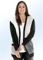 Long-Strickjacke mit Color-Blocking-Vorderteil 