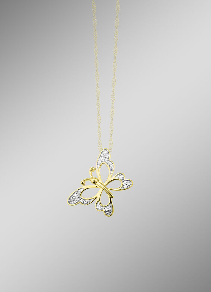 Schmetterling-Anhänger mit 24 Diamanten 