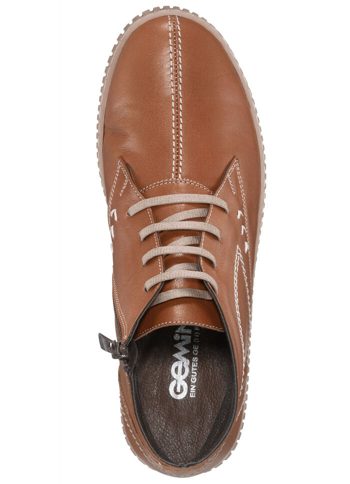 Gemini Schnür-Bootie mit Ziernähten COGNAC