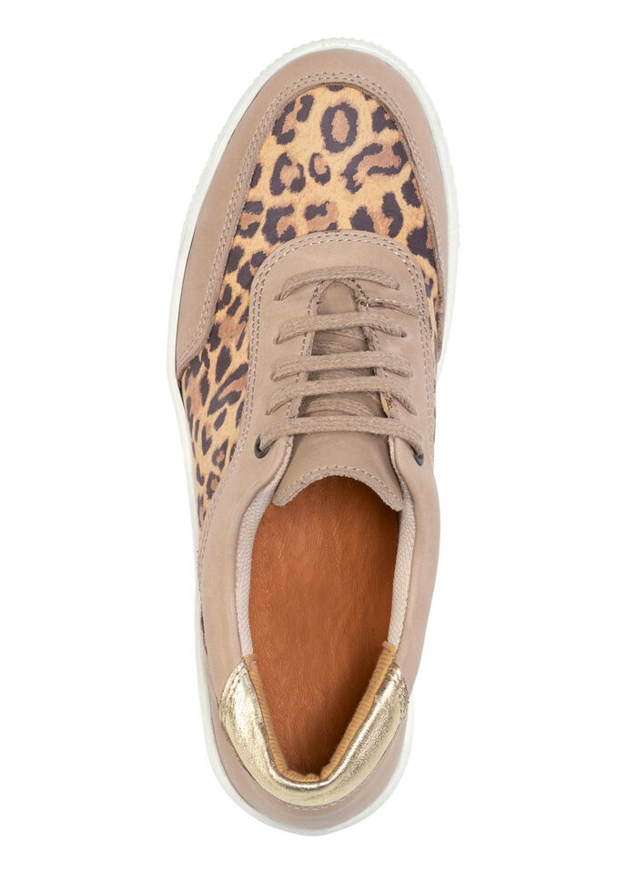 ELENA EDEN Schn&uuml;rschuh mit cognacfarbenem Leo-Print CAMEL-GOLD