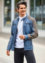 Lederkurzjacke mit Rei&szlig;verschluss-Taschen 