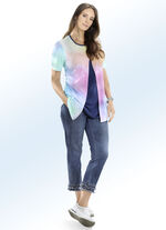 Jeans in 7/8-L&auml;nge mit Fransensaum und sch&ouml;ner Perlenzier 