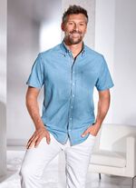 Hemd mit Button-Down-Kragen JEANSBLAU