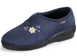 Klassische Damen-Hausschuhe, Weite H, mit Stickerei MARINE