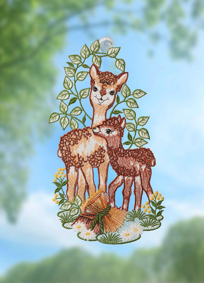 Fensterbild aus echter Plauener Spitze 