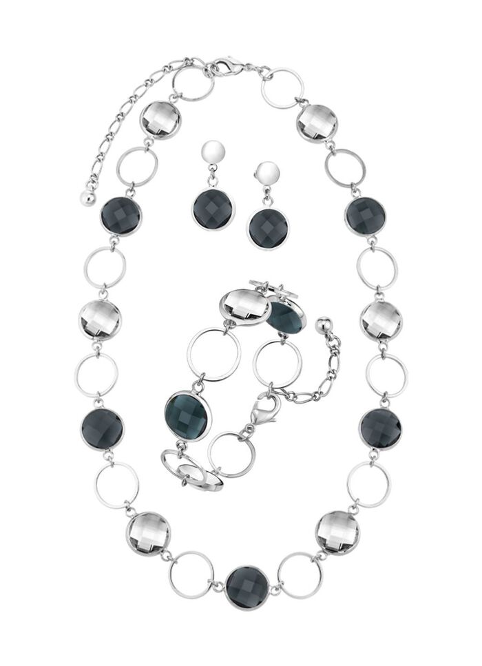 Schmuckset, 3-teilig, mit Kristallsteinen 