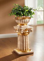 S&auml;ule mit &Uuml;bertopf und echter Blattgoldauflage 