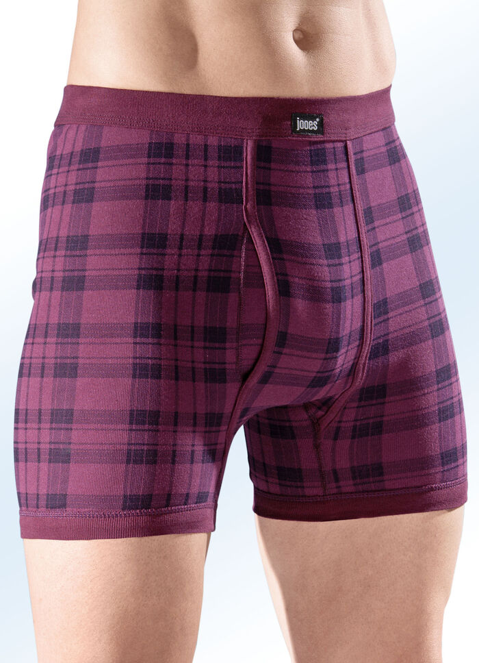 Viererpack Unterhosen aus Feinripp, mit Eingriff, Karodessin 