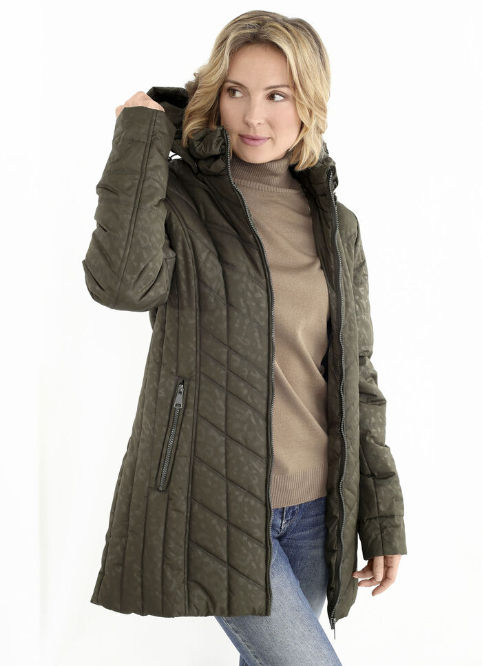 Longjacke mit Raubtierfell-Dessin 