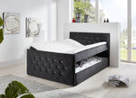 Boxspringbett mit Strasssteinen und Topper SCHWARZ