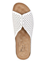 ELENA EDEN, sommerliche Damen-Pantoletten, aus Leder WEISS