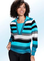 Pullover in Doppel-Optik T&Uuml;RKIS-MULTICOLOR