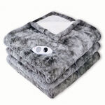 XXL-Heizdecke in Lammfell-Optik GRAU