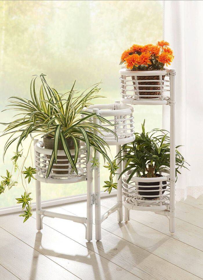 Blumenst&auml;nder aus Rattangeflecht WEISS