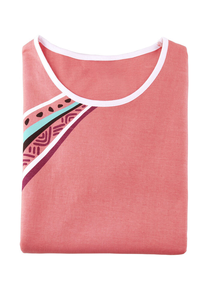 Zweierpack Nachthemden, k&uuml;rzer geschnitten aus Baumwolle 1X T&Uuml;RKIS, 1X KORALLE