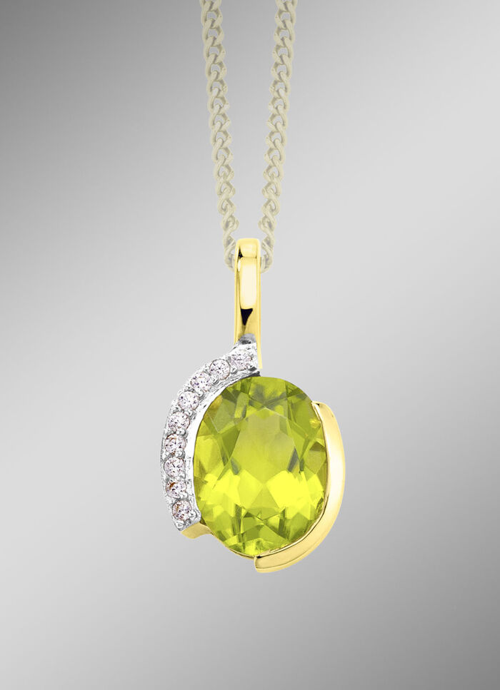 Anhänger mit echt Peridot und synth. Zirkonia 