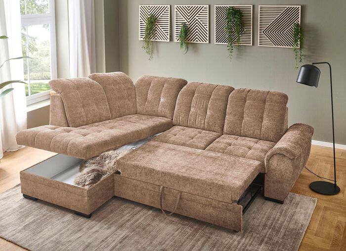  Bequeme Polsterecke mit Bettfunktion  