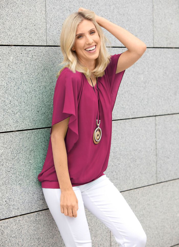 Poncho-Tunika mit eingearbeitetem Top BEERE