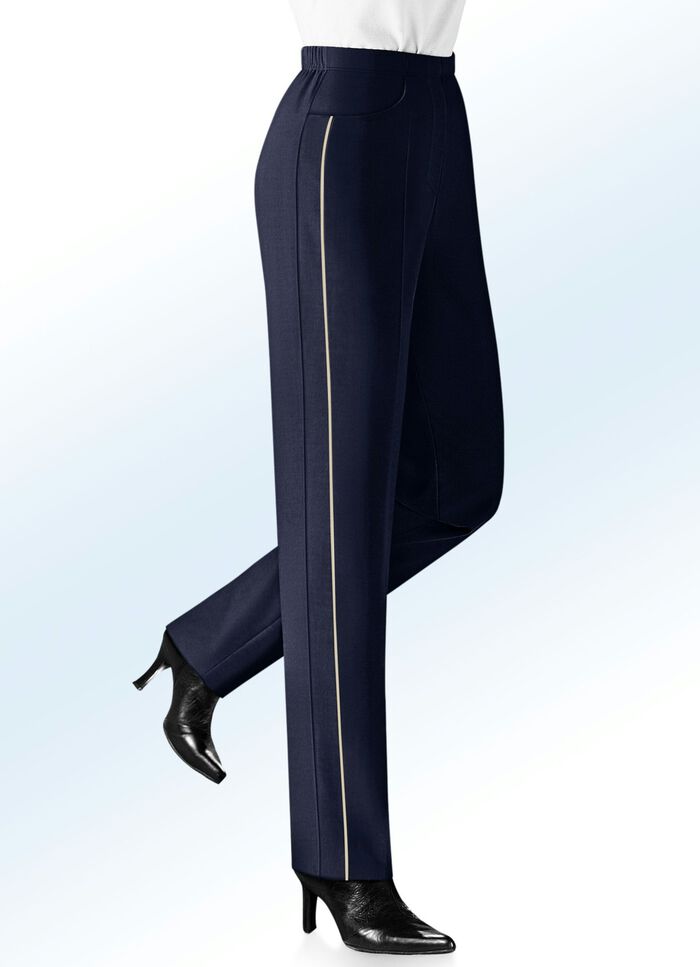 Hose mit kontrasfarbener Zierpaspel 