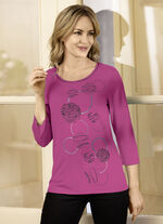 Shirt mit effektvollem Druck in 3 Farben BEERE