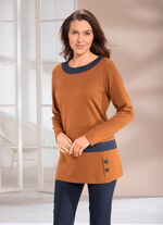 Sweatshirt mit Kontrastblende in 2 Farben 