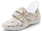 Waldläufer, bequeme Damen-Slipper, Weite H, mit herausnehmbarem Fußbett ECRU-BUNT