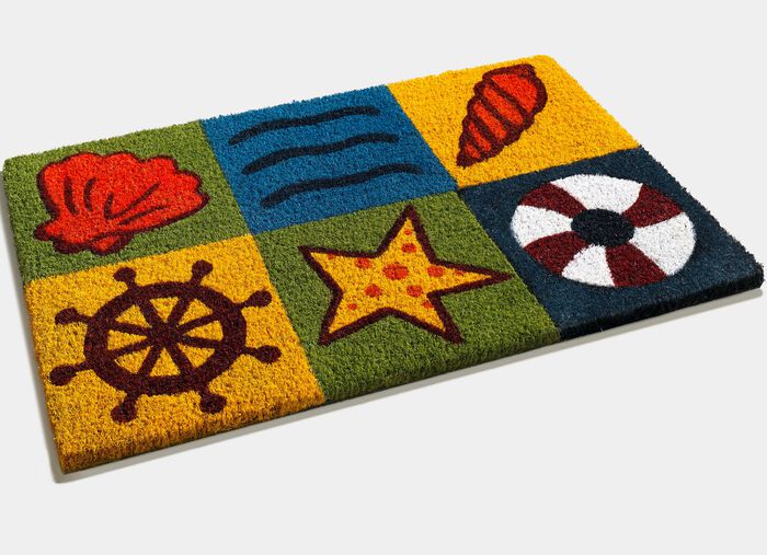 Maritime Fu&szlig;matte in Patchwork-Optik 