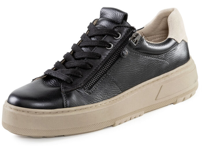 ELENA EDEN Schnürschuh  mit Velour-Besatz SCHWARZ-BEIGE