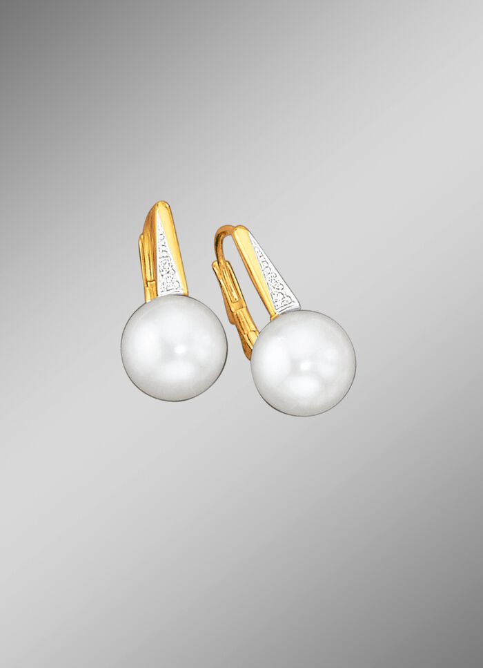 Ohrringe mit Brillanten und S&uuml;&szlig;wasser-Zuchtperlen 