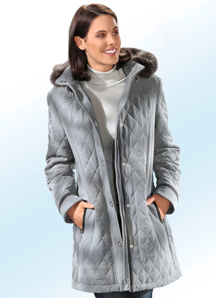 Kurzmantel mit kontrastfarbenen Akzente 