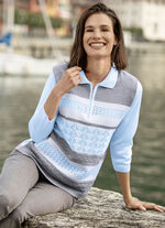 Pullover mit dezentem Glanz BLEU-GRAU-WEISS