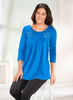 Longshirt mit Zierpl&auml;ttchen in 3 Farben ROYALBLAU