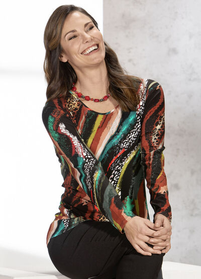 Shirt mit silberfarbenen Zierplättchen 