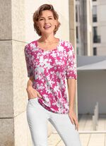 Shirt mit Floraldessin PINK-WEISS