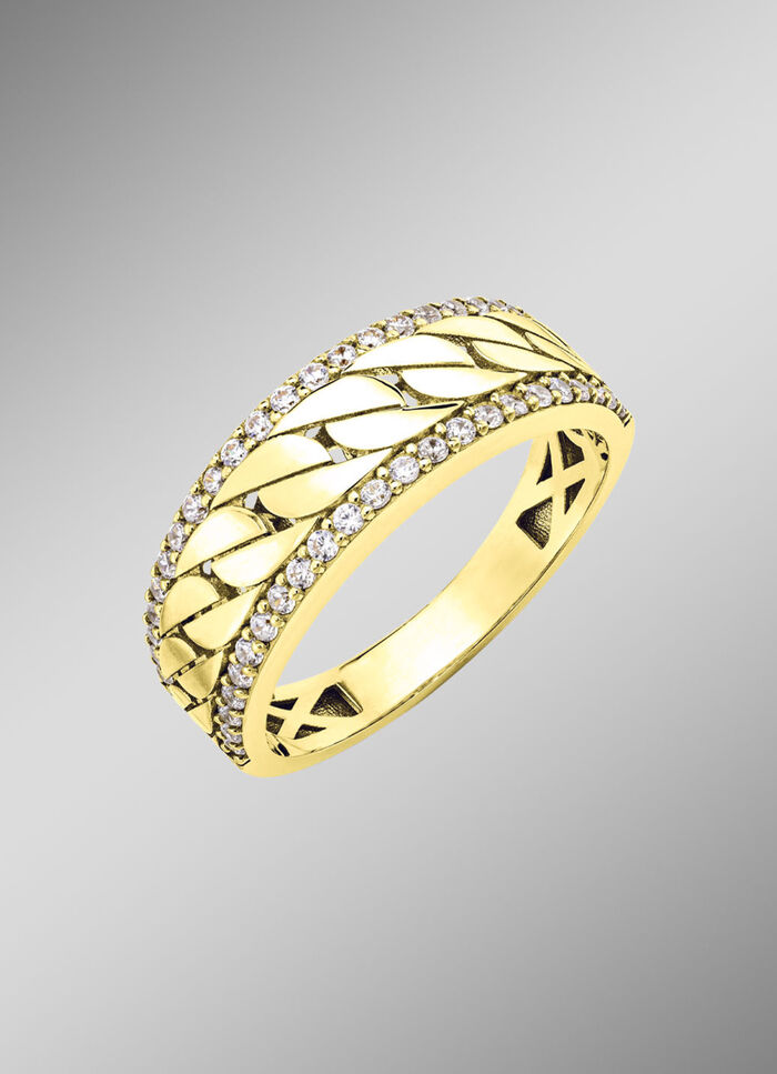 Schicker Damenring mit synth. Zirkonia 