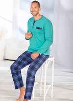 Schlafanzug mit Knopfleiste und offenen Beinabschl&uuml;ssen 