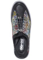 Gemini Sneaker aus teilweise floral bedrucktem Rindleder SCHWARZ-BUNT