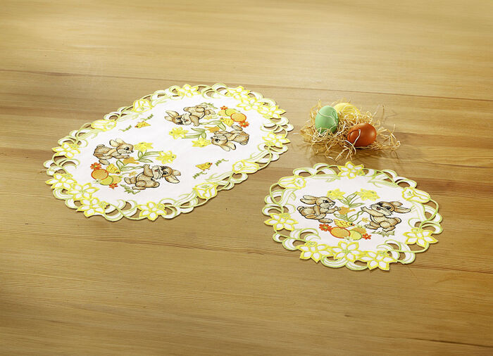 Tisch- und Raumdekoration mit Hasen-Motiven SEKT/BUNT