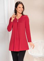 Longshirt mit Kellerfalte im Vorderteil in 2 Farben ROT