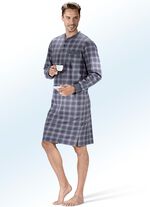 Nachthemd mit Knopfleiste, Brusttasche sowie langen B&uuml;ndchen&auml;rmeln 