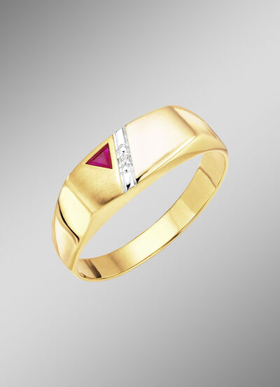 Herrenring mit Rubin und Diamanten  Herrenring mit Rubin und Diamanten