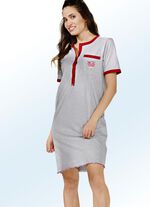 Zweierpack Nachthemden, Kurzarm mit Knopfleiste ROT/GRAU