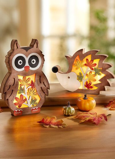 Beleuchtete Holz-Figuren, 2er-Set 