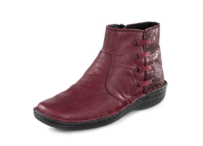 ELENA EDEN Bootie mit Knitter-Struktur BURGUND