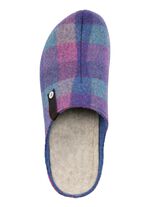 Laurina Pantoffel aus kariertem Textilmaterial BLAU-VIOLETT